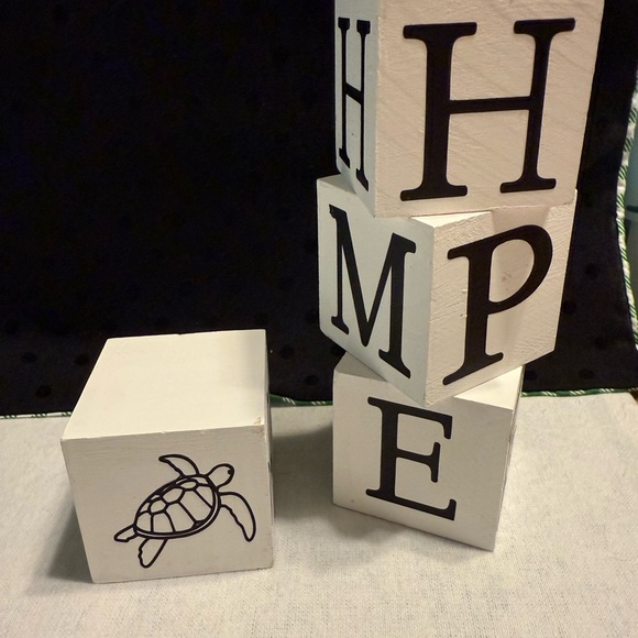 White HOME Decorative Blocks with Design - Picture 13 of 14